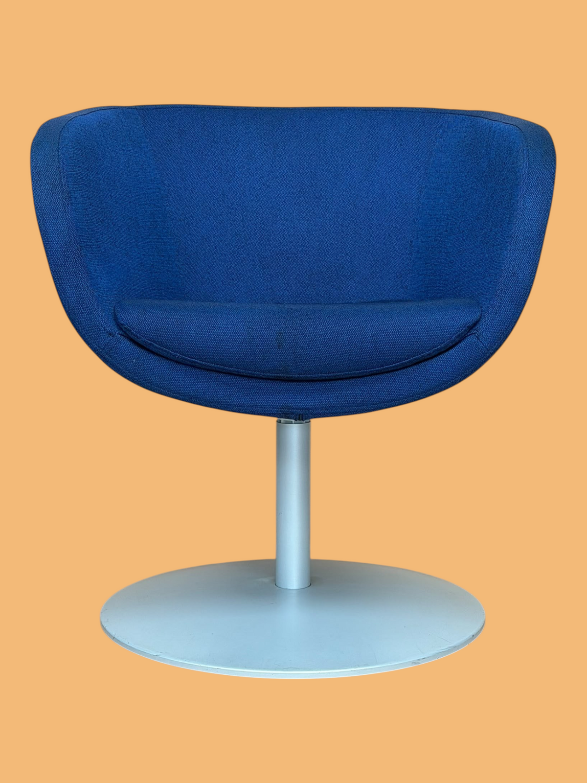 Refurbished Blue Fabric Swivel Tub Chair