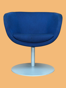Refurbished Blue Fabric Swivel Tub Chair image 1