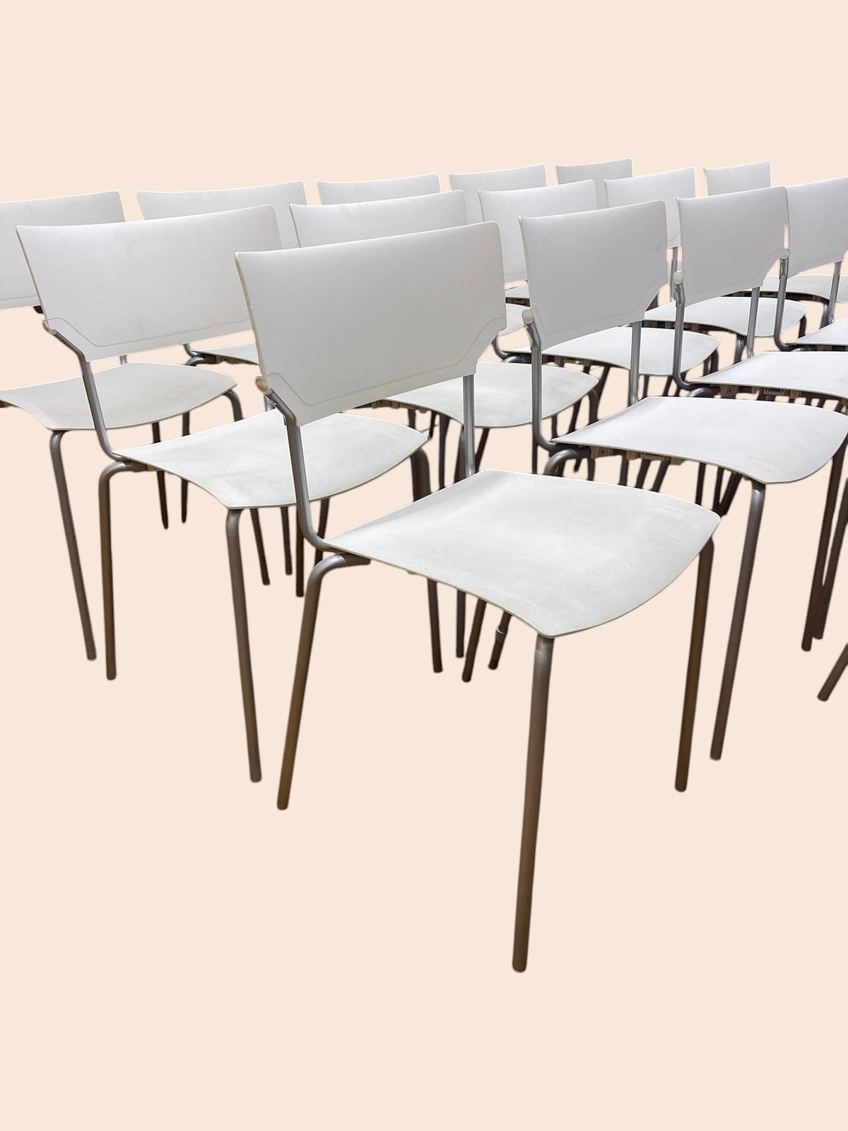 Refurbished Kinnarps Espress Stacking Canteen Chairs – White