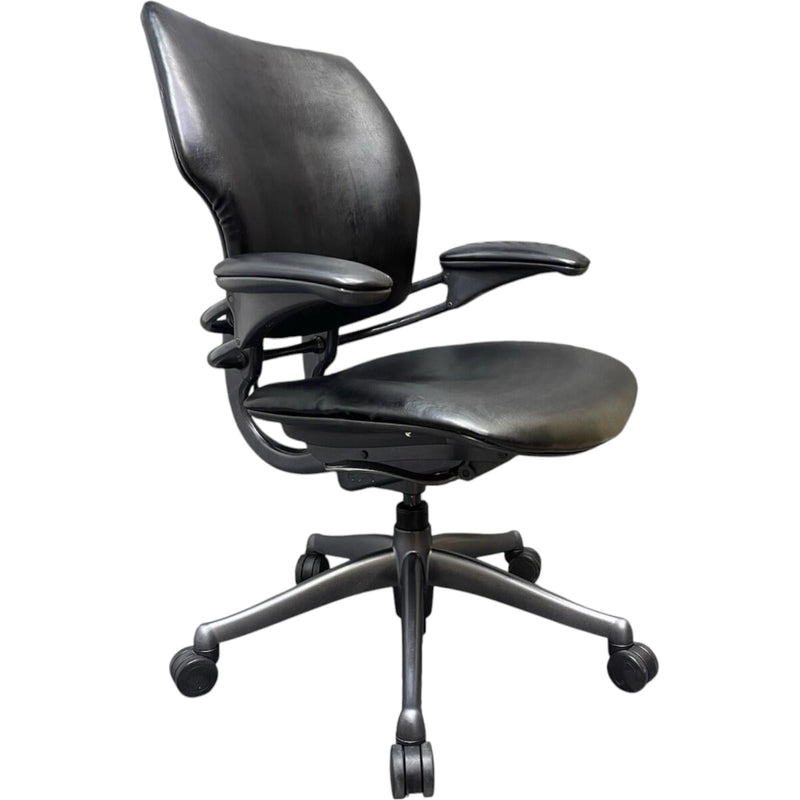 Humanscale freedom chair In Black Leather Gel Armrests UK Delivery