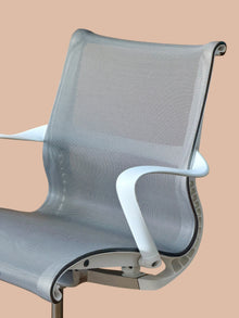 Refurbished Herman Miller Setu Mesh Chair – White Frame, Grey Mesh image 7