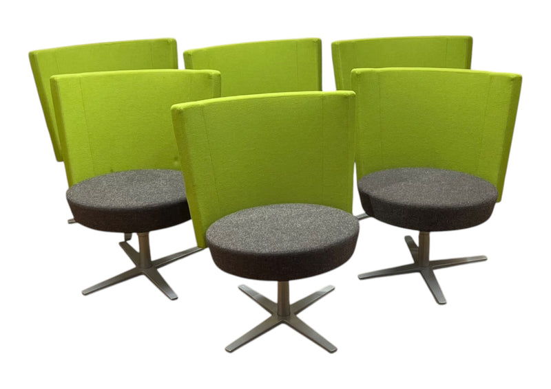 Refurbished Materia Centrum Medio green swivel lounge chairs – group view