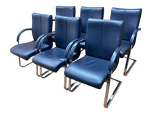 Set of 6 William Hands Blue Leather Cantilever Conference Chairs image 2