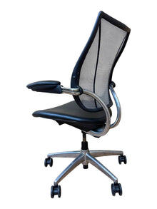 Refurbished Humanscale Liberty Mesh Chair – Black Leather & Polished Frame image 4