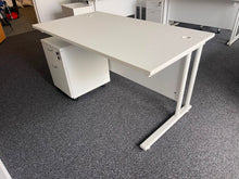 White Office Desk with Mobile Pedestal | 1400mm Workstation Desk | Refurbished Office Furniture UK image 2