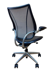 Refurbished Humanscale Liberty Mesh Chair – Navy Leather & Polished Frame image 7