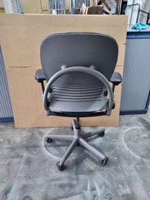 Refurbished Steelcase Leap Ergonomic Chair – Smokey Grey/Black Leather