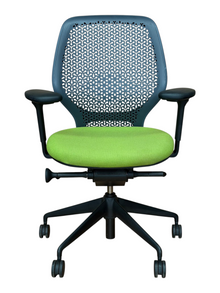 Orangebox Ara Task Chair – Green Seat, Adjustable Arms, New image 1