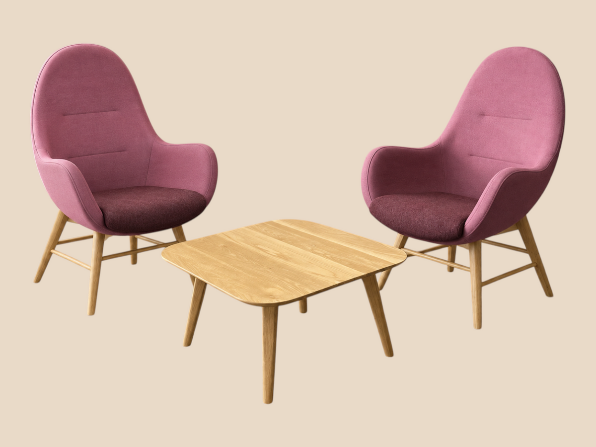 Refurbished Connection Lounge Chairs & Coffee Table – Mauve Set