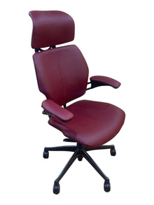 Refurbished Humanscale Freedom Headrest Chair – Red Leather image 1