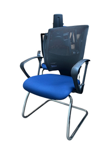 Refurbished Mesh Visitor Chairs – Blue Seats, Cantilever, Set of 4 image 1