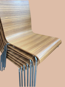 Refurbished Pedrali Kuadra Dining Chairs – Striped Wood, Set of 2 image 4