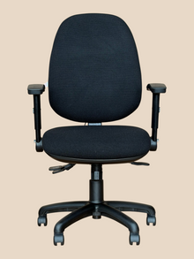 Refurbished Black Padded Operator Chair with Folding Arms image 5