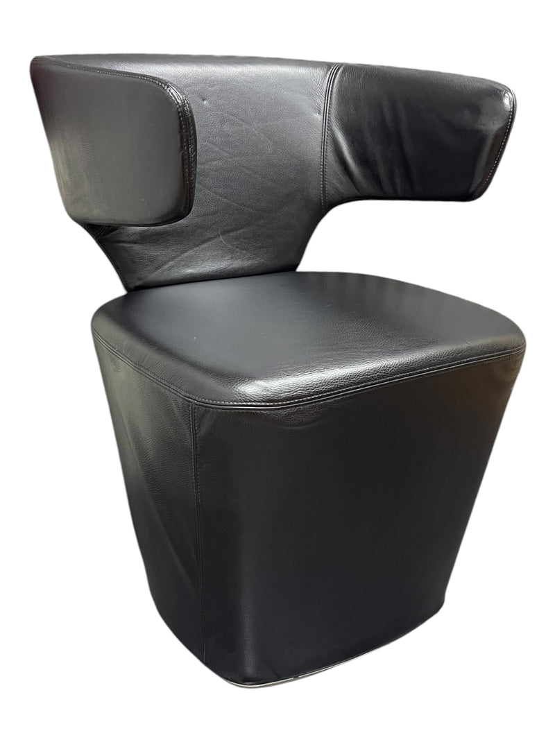 Refurbished Allermuir Bison designer lounge chair in black leather