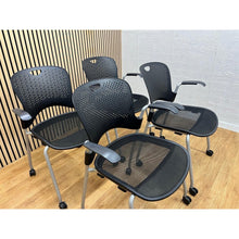 4 X Herman Miller Caper Stackable Chairs With Wheels And Armrests - UK Delivery