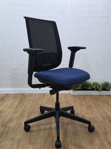 Steelcase Reply Blue Seat & Black Mesh Chair – Refurbished image 1