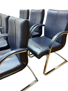 Set of 6 William Hands Blue Leather Cantilever Conference Chairs image 6