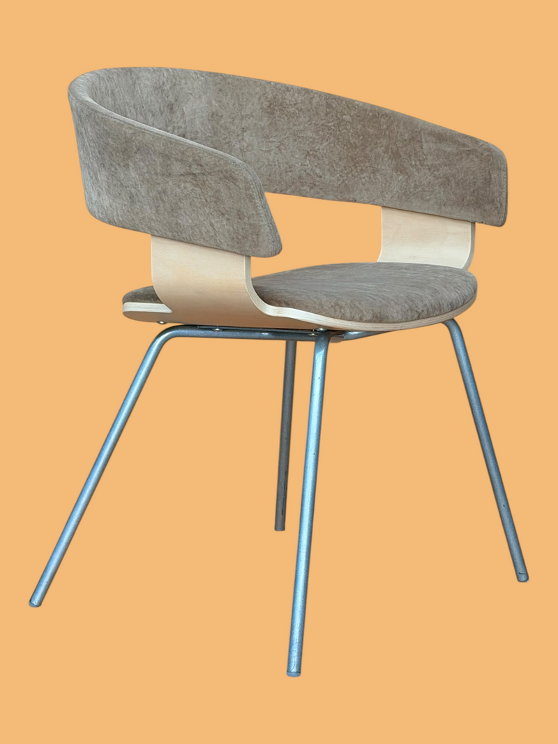 Kinnarps Visitor Chairs – Taupe Upholstery, Set of 2 – front angled view of taupe chair and metal legs