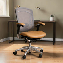 Okamura Contessa Ergonomic Office Chair | Tan Distressed PU Leather | Refurbished & Custom Upholstered image 2