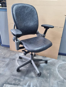 Refurbished Steelcase Leap Ergonomic Chair – Smokey Grey/Black Leather