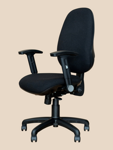 Refurbished Black Padded Operator Chair with Folding Arms image 4