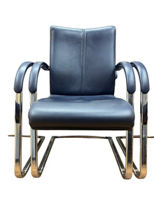 Set of 6 William Hands Blue Leather Cantilever Conference Chairs image 5