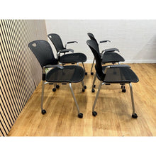 4 X Herman Miller Caper Stackable Chairs With Wheels And Armrests - UK Delivery