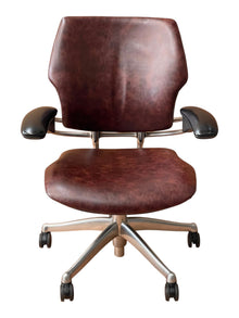Refurbished Humanscale Freedom Chair – Distressed Brown Leather Finish image 1