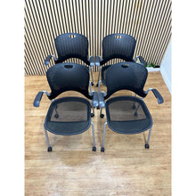 4 X Herman Miller Caper Stackable Chairs With Wheels And Armrests - UK Delivery