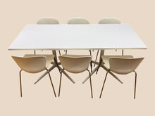 White Meeting Table with 6 Fritz Hansen NAP Stacking Chairs – Cream image 4
