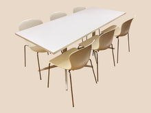 White Meeting Table with 6 Fritz Hansen NAP Stacking Chairs – Cream image 2