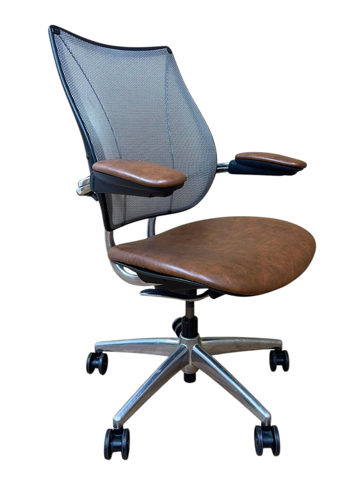 Refurbished Humanscale Liberty Mesh Chair – Vintage Brown Leather