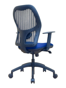 Refurbished Ergonomic Mesh Office Chair – Blue Seat image 4