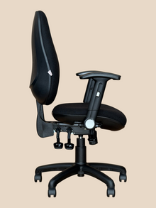Refurbished Black Padded Operator Chair with Folding Arms image 2
