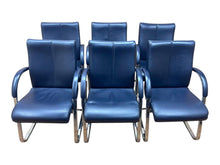 Set of 6 William Hands Blue Leather Cantilever Conference Chairs image 3