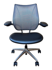 Refurbished Humanscale Liberty Mesh Chair – Black Leather & Polished Frame image 2