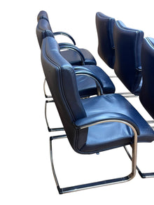 Set of 6 William Hands Blue Leather Cantilever Conference Chairs image 7
