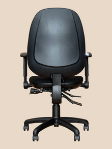 Refurbished Black Padded Operator Chair with Folding Arms image 3