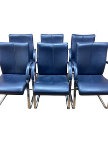 Set of 6 William Hands Blue Leather Cantilever Conference Chairs image 8
