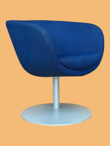 Refurbished Blue Fabric Swivel Tub Chair image 2