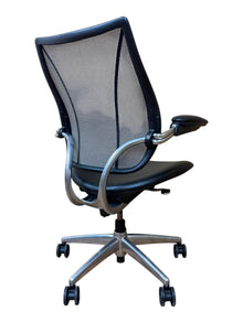 Refurbished Humanscale Liberty Mesh Chair – Black Leather & Polished Frame image 5