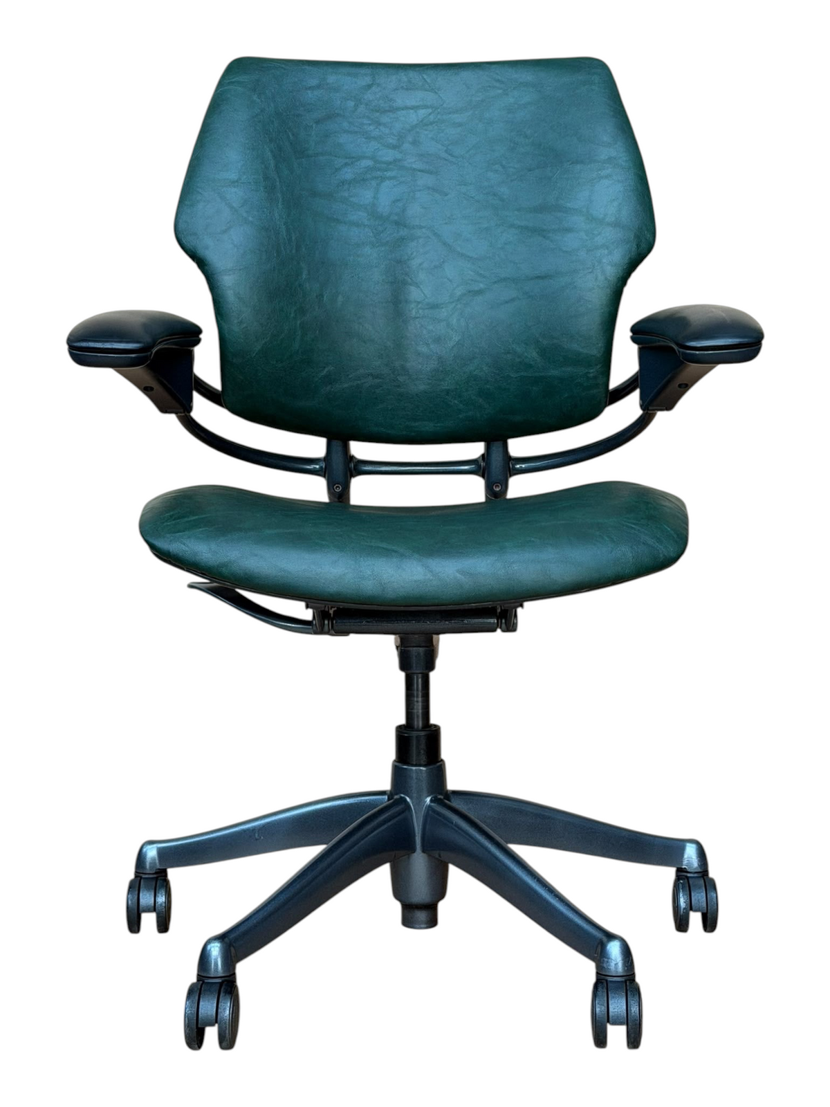 Refurbished Humanscale Freedom Chair – Vintage Green Leather