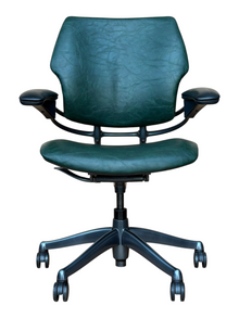 Refurbished Humanscale Freedom Chair – Vintage Green Leather image 1