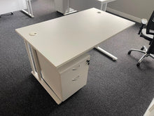 White Office Desk with Mobile Pedestal | 1400mm Workstation Desk | Refurbished Office Furniture UK image 1