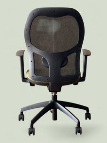 Ergonomic Mesh Back Operator Chair, Green Fabric Seat, Lumbar Support, Adjustable Arms (Refurbished) image 3