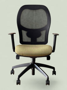 Ergonomic Mesh Back Operator Chair, Green Fabric Seat, Lumbar Support, Adjustable Arms (Refurbished) image 1