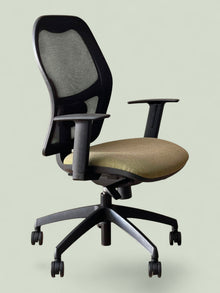 Ergonomic Mesh Back Operator Chair, Green Fabric Seat, Lumbar Support, Adjustable Arms (Refurbished) image 7
