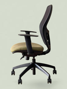 Ergonomic Mesh Back Operator Chair, Green Fabric Seat, Lumbar Support, Adjustable Arms (Refurbished) image 4