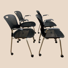 4 X Herman Miller Caper Stackable Chairs With Wheels And Armrests - UK Delivery image 3