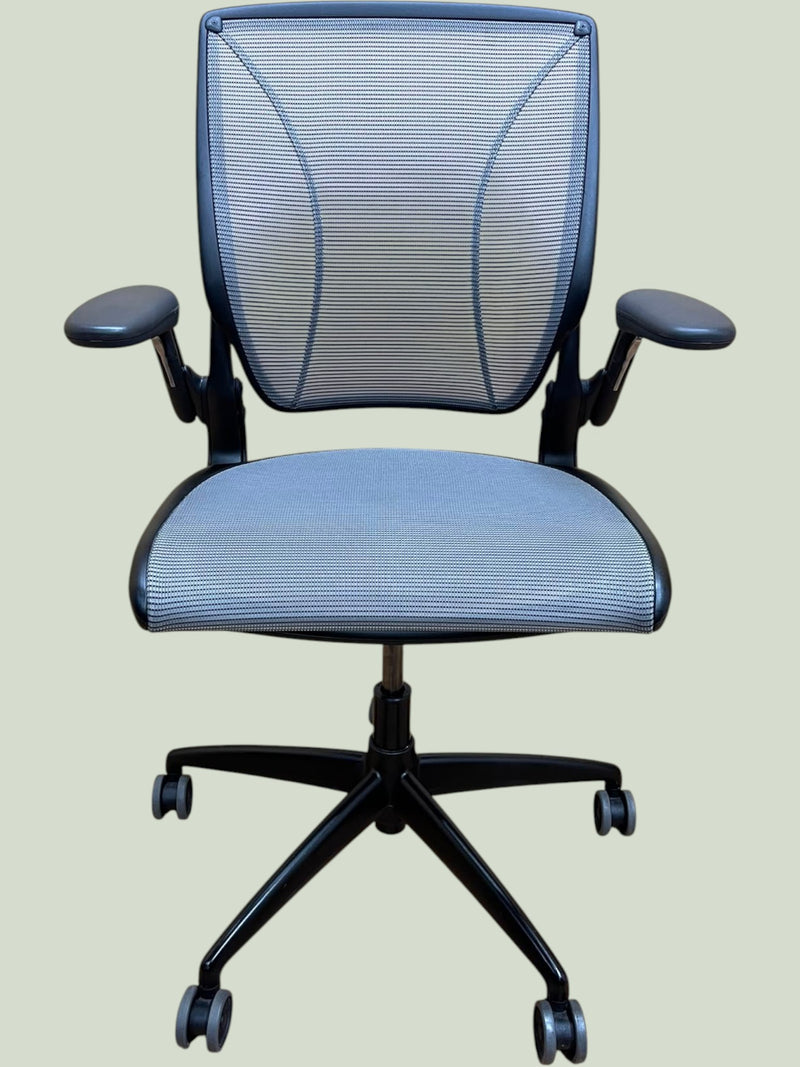 Humanscale Diffrient World Ergonomic Task Chair – Grey Mesh, Black Frame, Adjustable Arms (Refurbished)